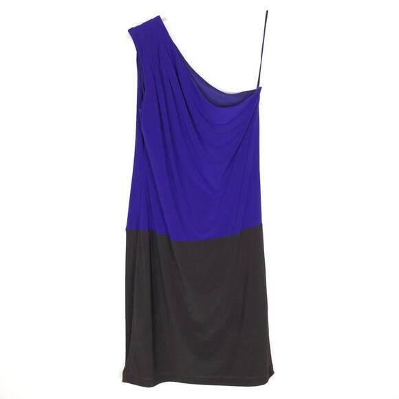 Trina Turk Colorblock One Shoulder Dress Purple Brown Size 2 Sheath - Picture 3 of 10